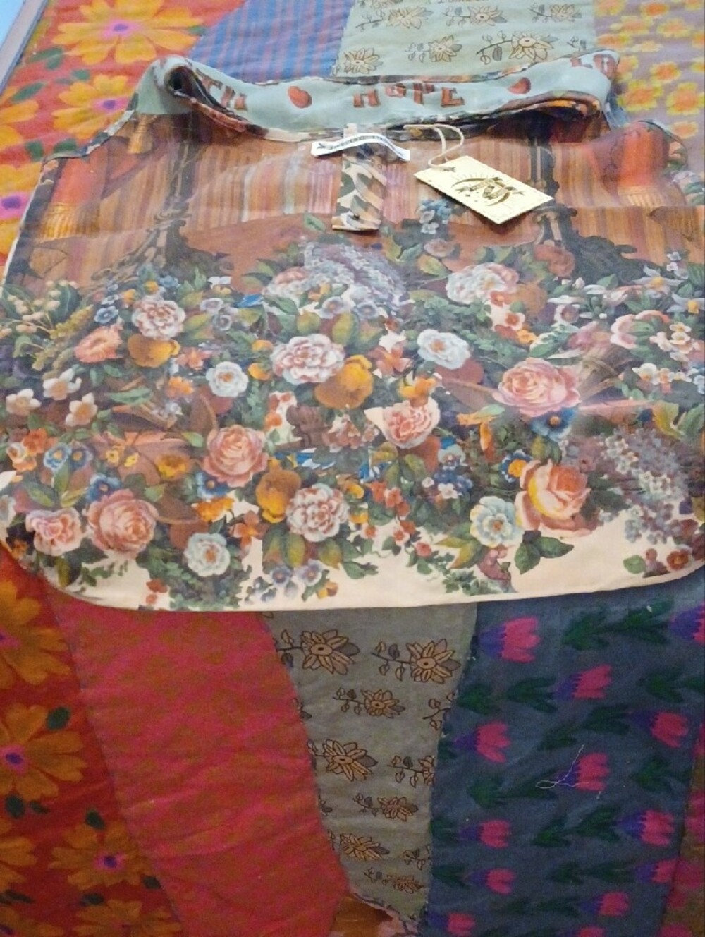 Floral Print Shoulder Bag - Brown & Blue - Picture 4 of 9